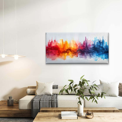 Abstract City Painting Wall Art Canvas Office Home Room Framed 120x60cm - Bella Home Decor