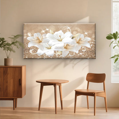 Fantasy Floral Lily Flower Wall Art Canvas Office Home Room Framed 120x60cm - Bella Home Decor