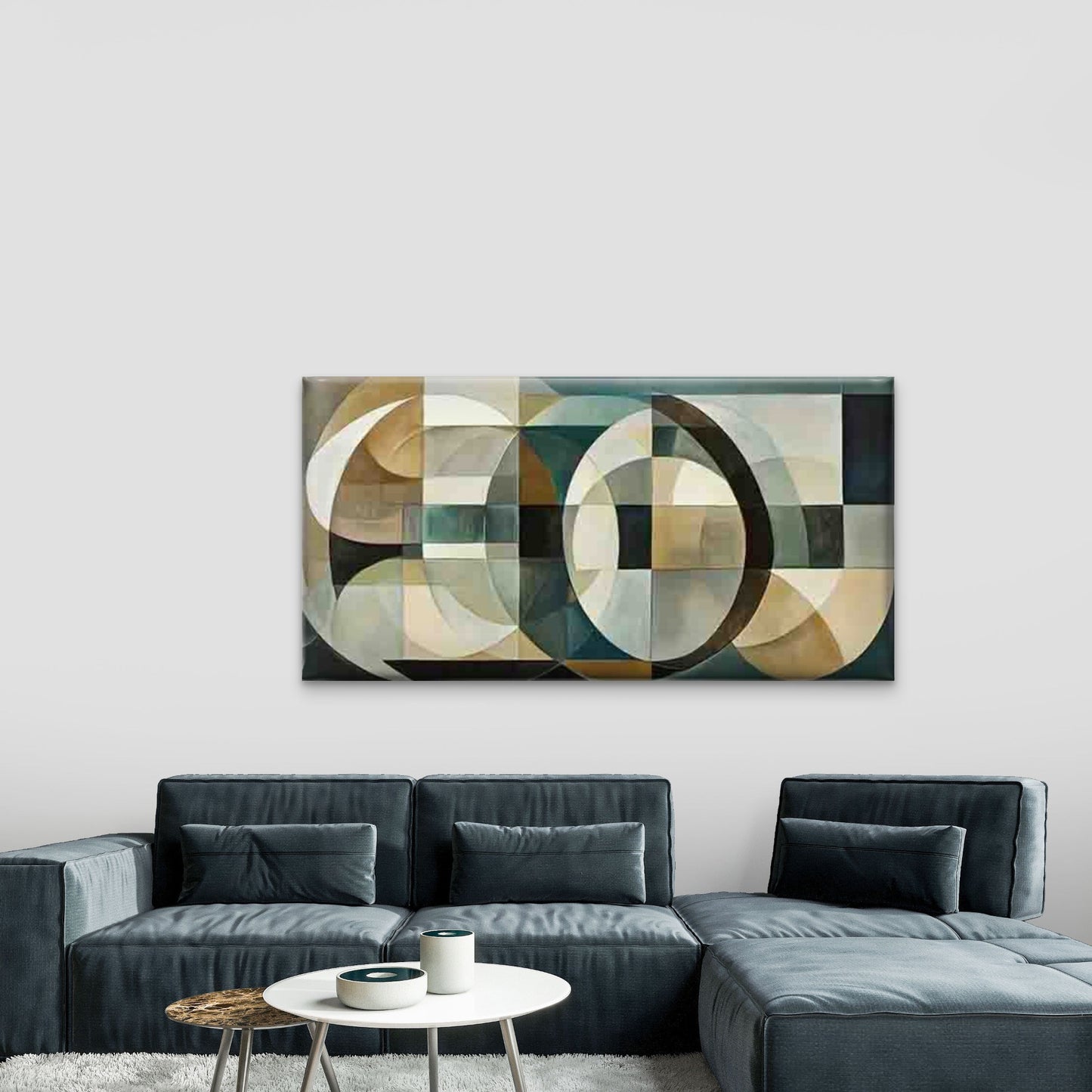 Abstract Geometric Design Wall Art Canvas Office Home Room Framed 120x60cm - Bella Home Decor