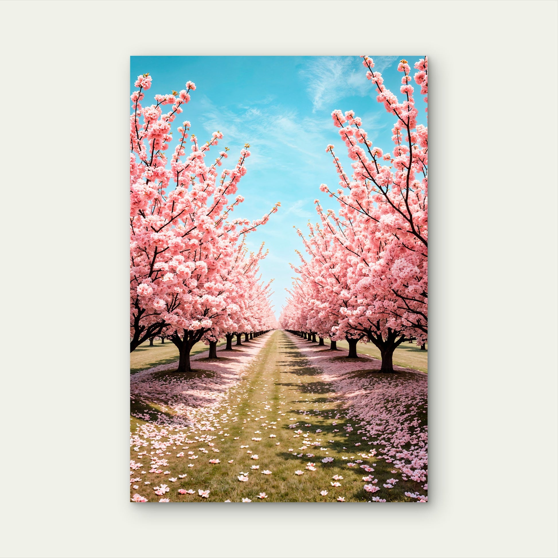 Cherry Blossom Spring Orchard Garden Vista 40x60cm Metal Print Ready to Hang