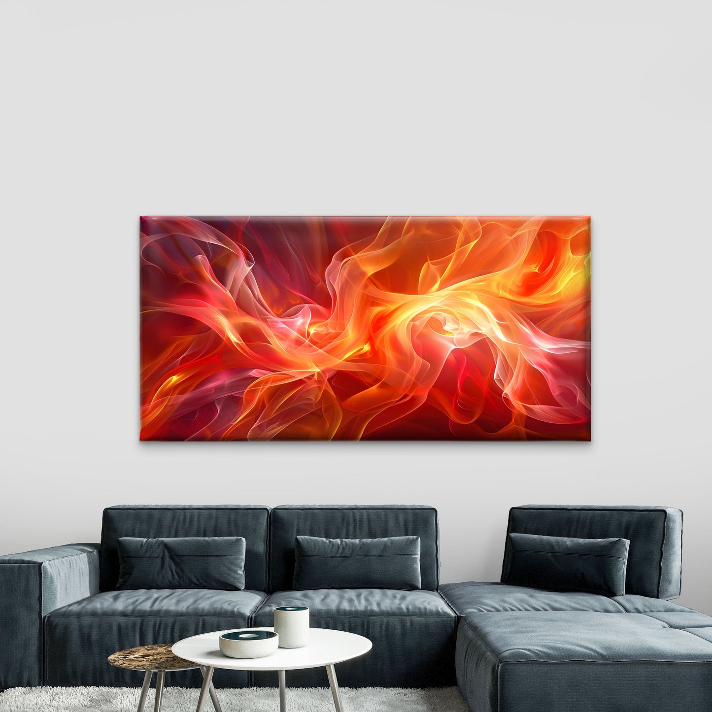 Burning Fiery Liquid Flow Wall Art Canvas Office Home Room Framed 120x60cm