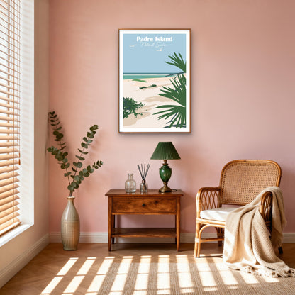 USA Padre Island National Seashore Texas Beach Travel Poster Print Wall Art
