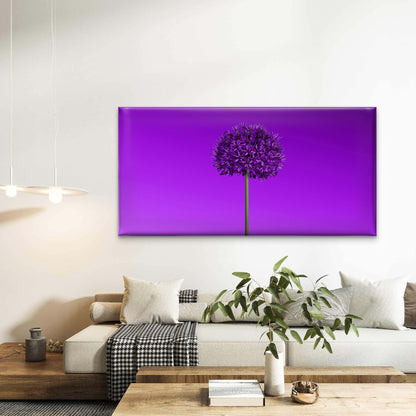 Purple Allium Blossom Image Wall Art Canvas Office Home Room Framed 120x60cm