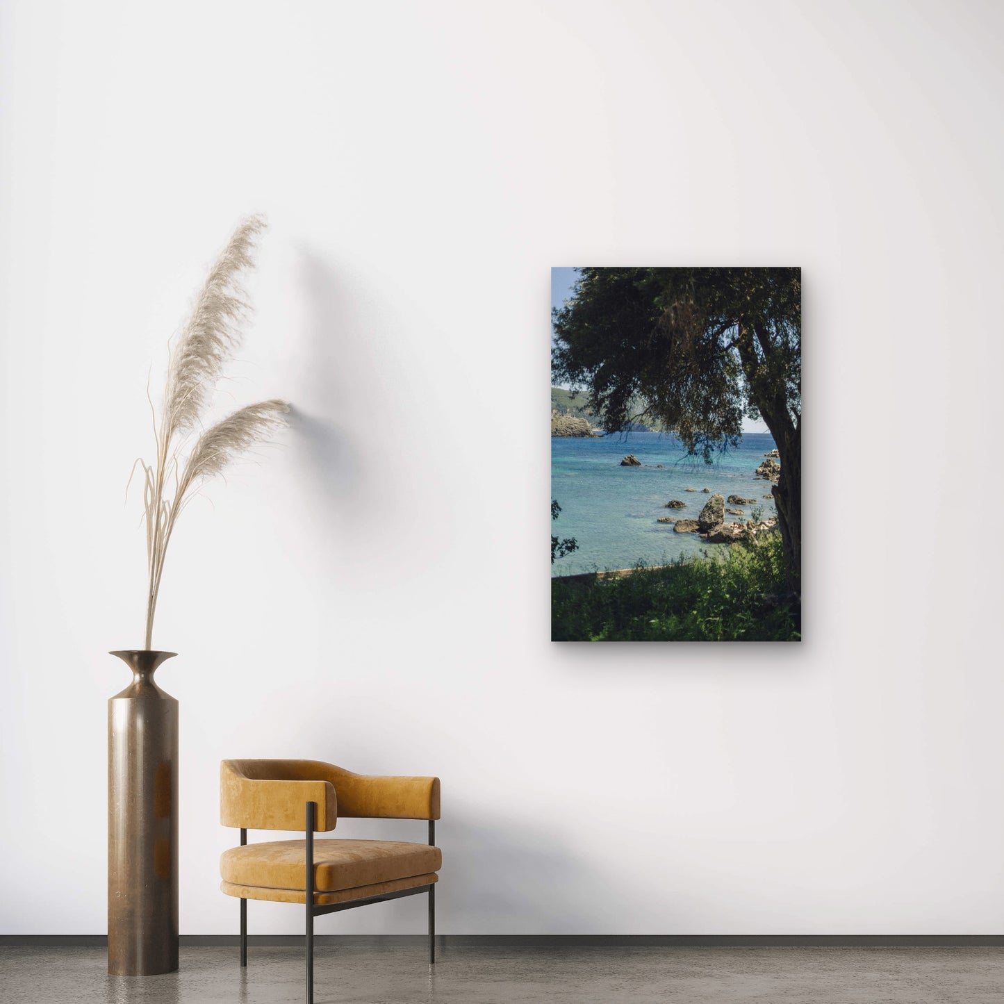Scenic Rocky Cove in Corfu, Greece 40x60cm Metal Print Ready to Hang