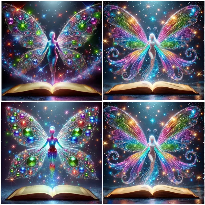 4pcs Butterfly Angel Wall Art Canvas Framed