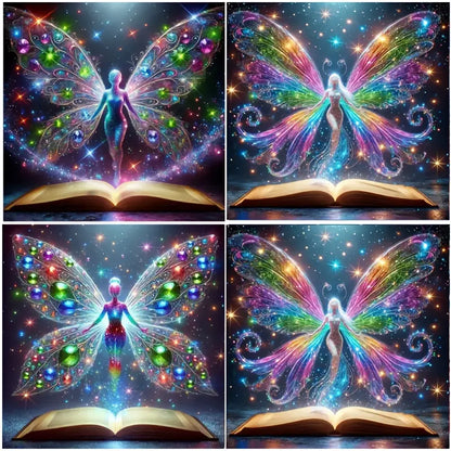 4pcs Butterfly Angel Wall Art Canvas Framed