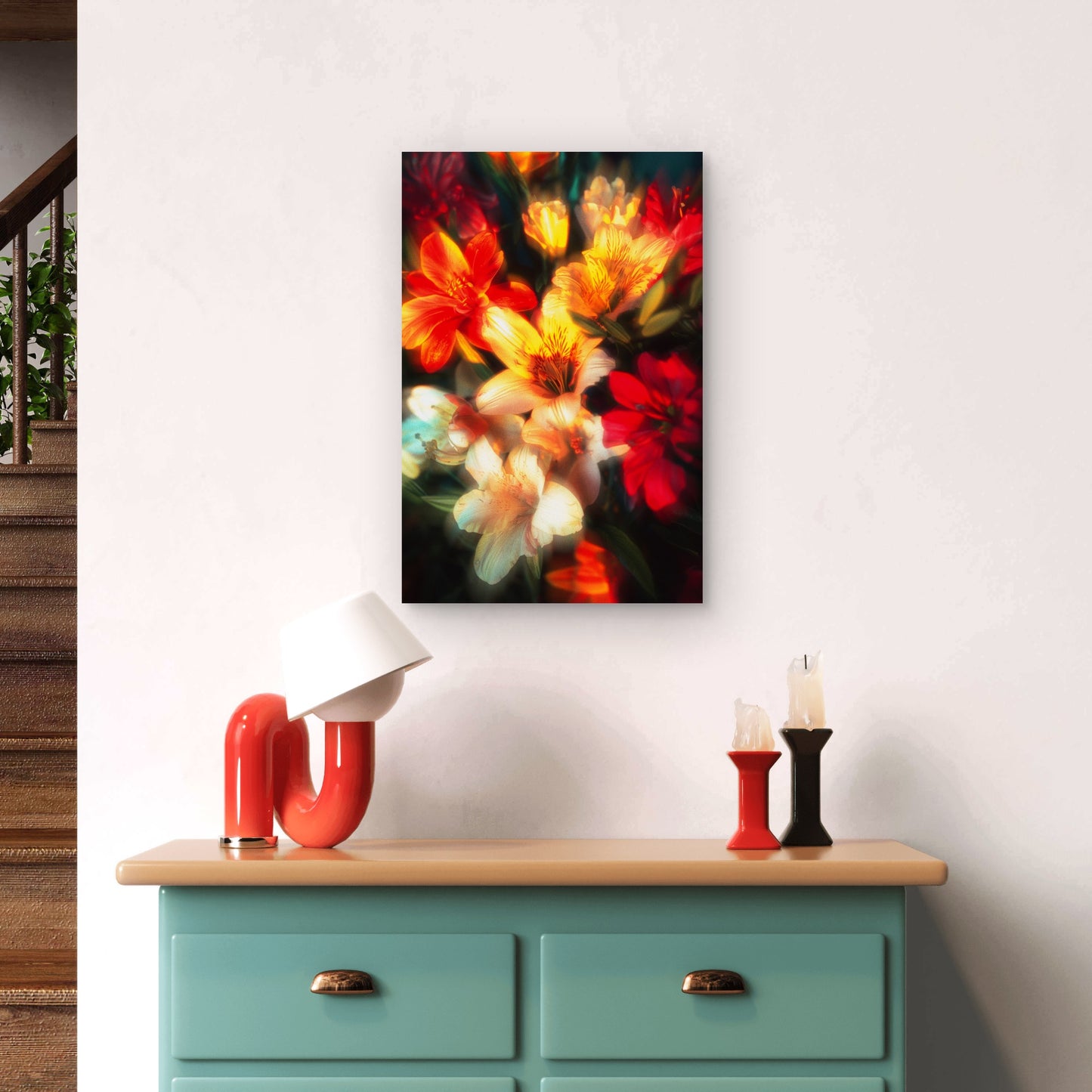 Vibrant Bouquet of Alstroemeria Flowers 40x60cm Metal Print Ready to Hang