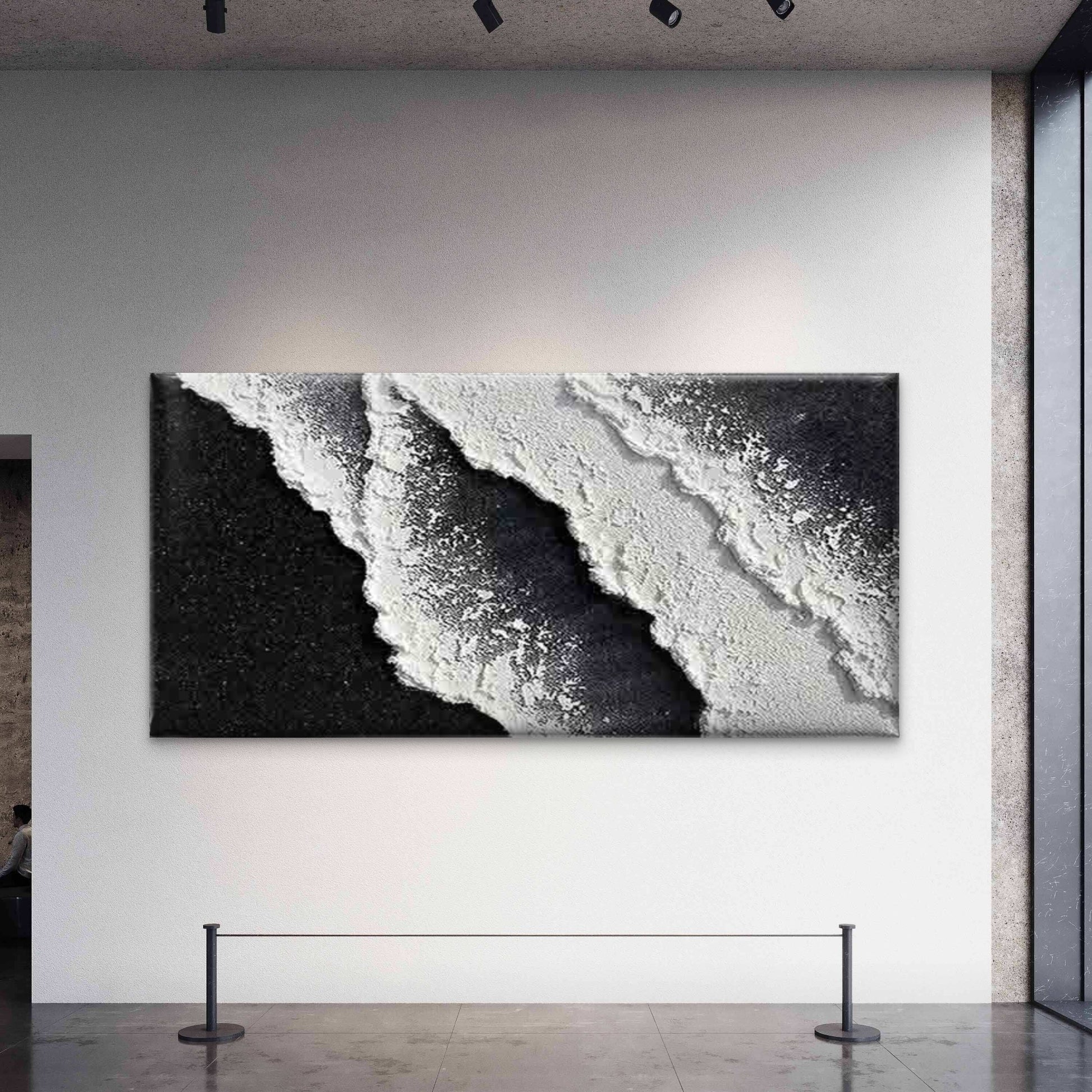Abstract Black and White Ocean Wall Art Canvas Office Home Room Framed 120x60cm - Bella Home Decor