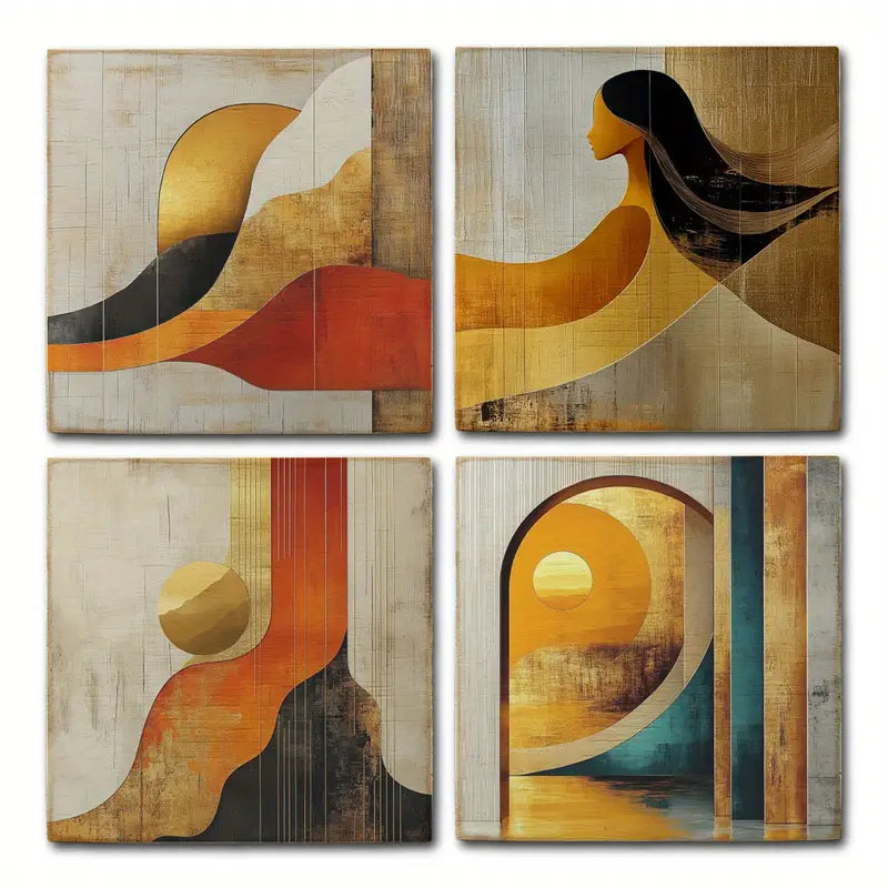 4pcsHome Decor Signboard Plaque Girl,Moon  Wall Art Canvas Framed