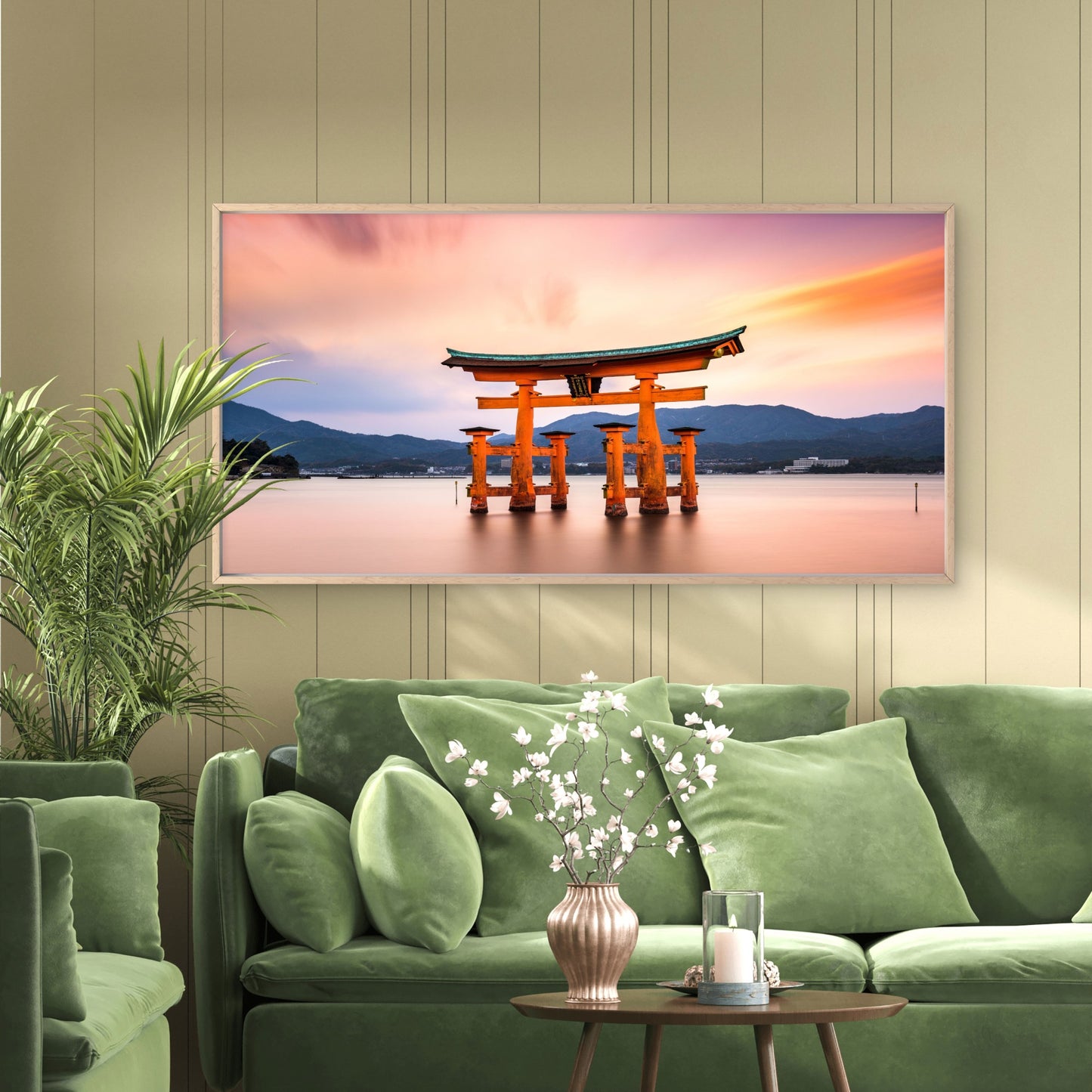 Floating Torii Gate Sunset Wall Art Canvas Office Home Room Framed 120x60cm