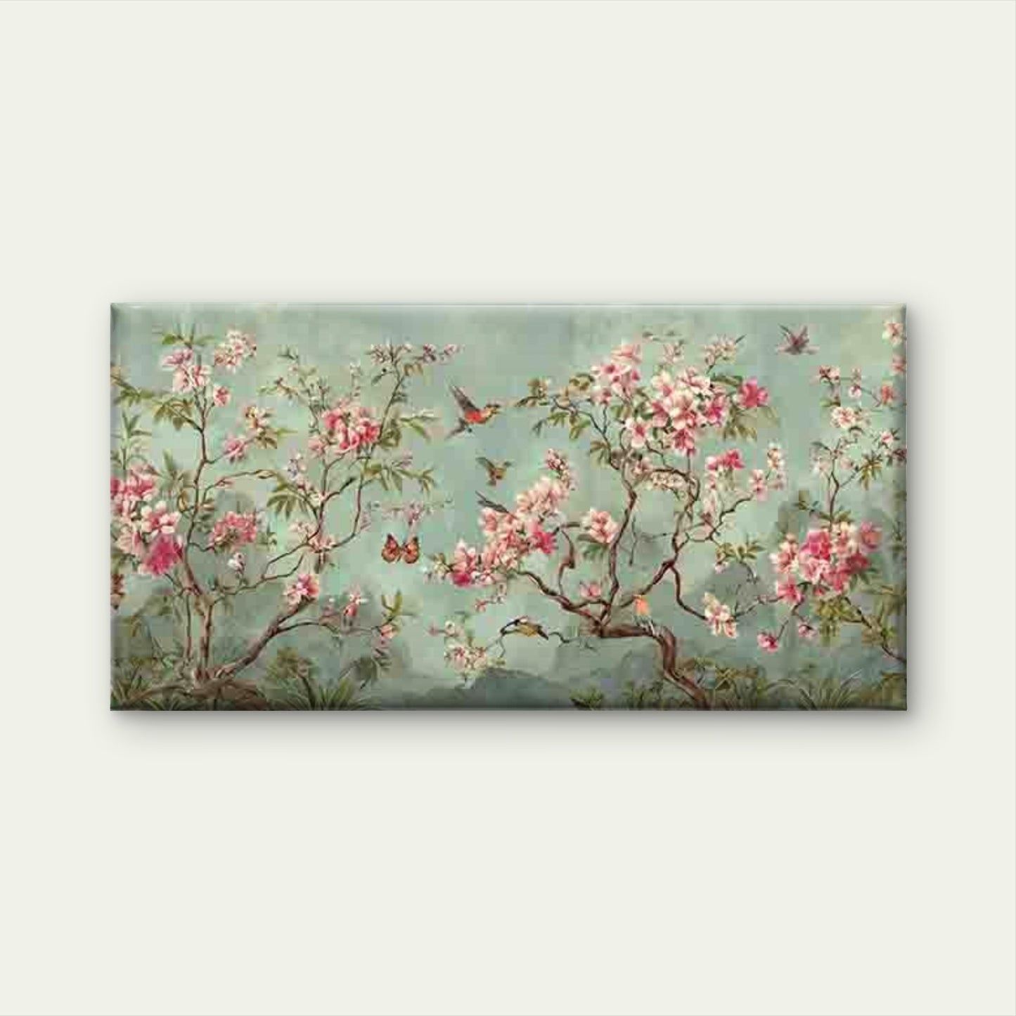 Cherry Blossoms And Flying Bird Wall Art Canvas Office Home Room Framed 120x60cm - Bella Home Decor