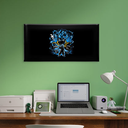 Dark Neon Warrior Wall Art Canvas Office Home Room Framed 120x60cm