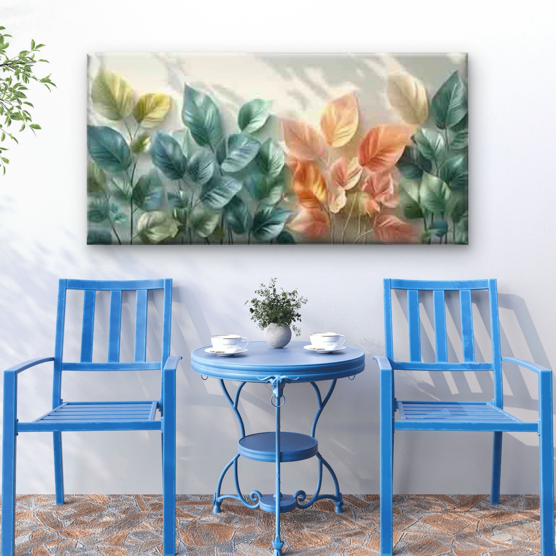 Abstract Colorful Leaf Art Wall Art Canvas Office Home Room Framed 120x60cm - Bella Home Decor
