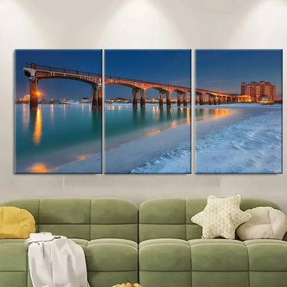3pcs Destin Harbor Bridge & Beach Scene Metal Print Ready to Hang Art - Bella Home Decor