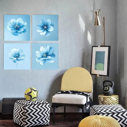 4pcs Decoration Blue flower ot    Wall Art Canvas Framed
