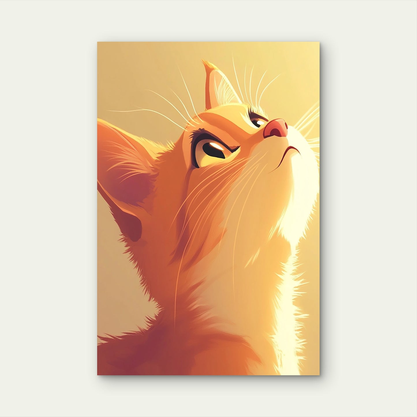 Digital Illustration of an Orange Tabby Cat 60x90cm Metal Print Ready to Hang