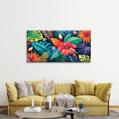 Lush Monstera And Palm Leaves Wall Art Canvas Office Home Room Framed 120x60cm