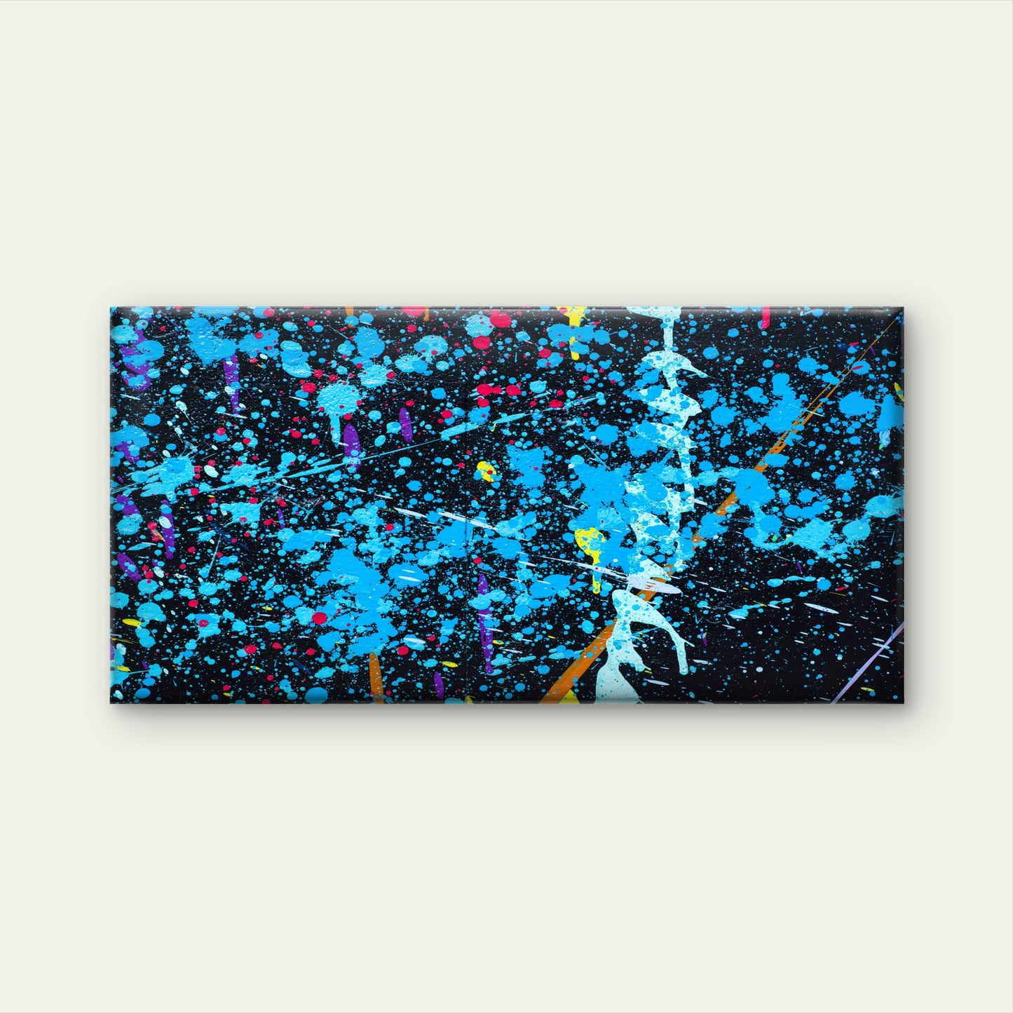Blue Paint Splash Background Wall Art Canvas Office Home Room Framed 120x60cm - Bella Home Decor