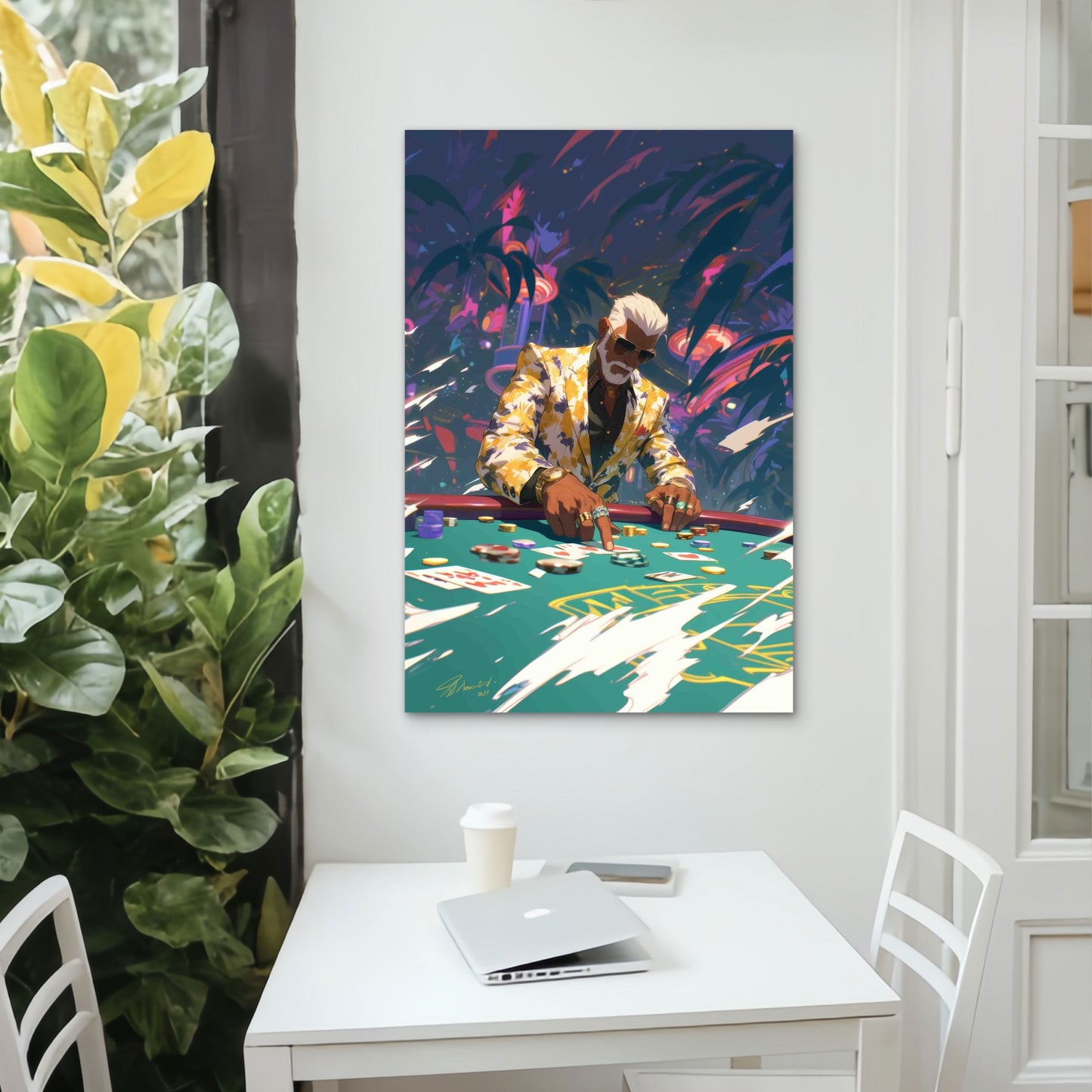 High Stakes At The Neon Casino 60x90cm Metal Print Ready to Hang