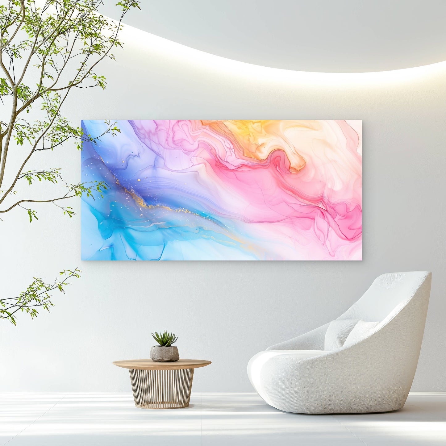 Golden Sparkles Over Pink Wall Art Canvas Office Home Room Framed 120x60cm - Bella Home Decor