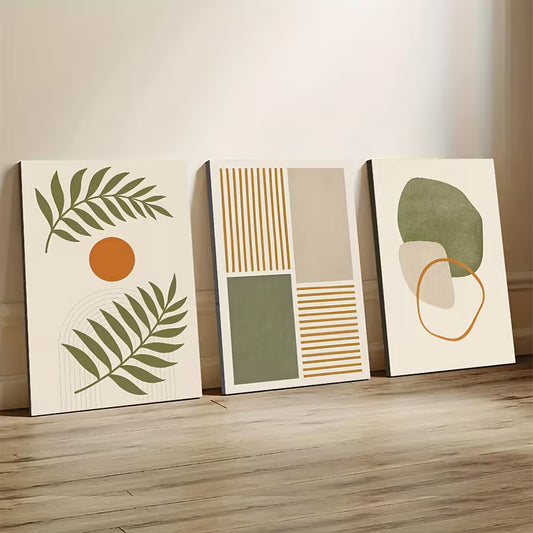3pcs Modern Geometric Abstract Wall Art Set Canvas Framed 40x60cm - High Quality Print 100% Australian Made Wall Canvas Ready to Hang