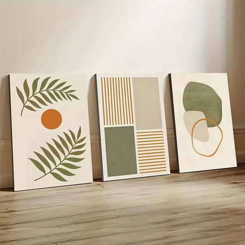 3pcs Modern Geometric Abstract Wall Art Set Canvas Framed 50x70cm - High Quality Print 100% Australian Made Wall Canvas Ready to Hang