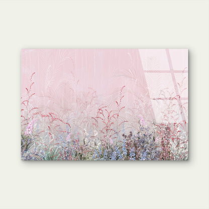 Blush Pink Botanical Wildflower Meadow   Acrylic Glass Printing Wall Art Australian Made Quality