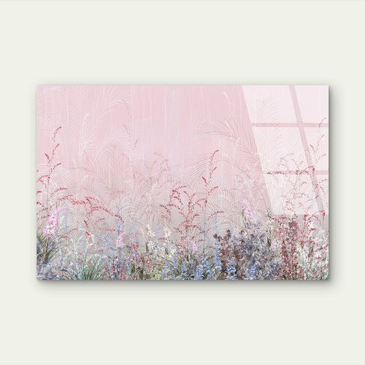Blush Pink Botanical Wildflower Meadow   Acrylic Glass Printing Wall Art Australian Made Quality