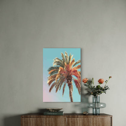 Pastel Tropical Palm Tree 60x90cm Metal Print Ready to Hang