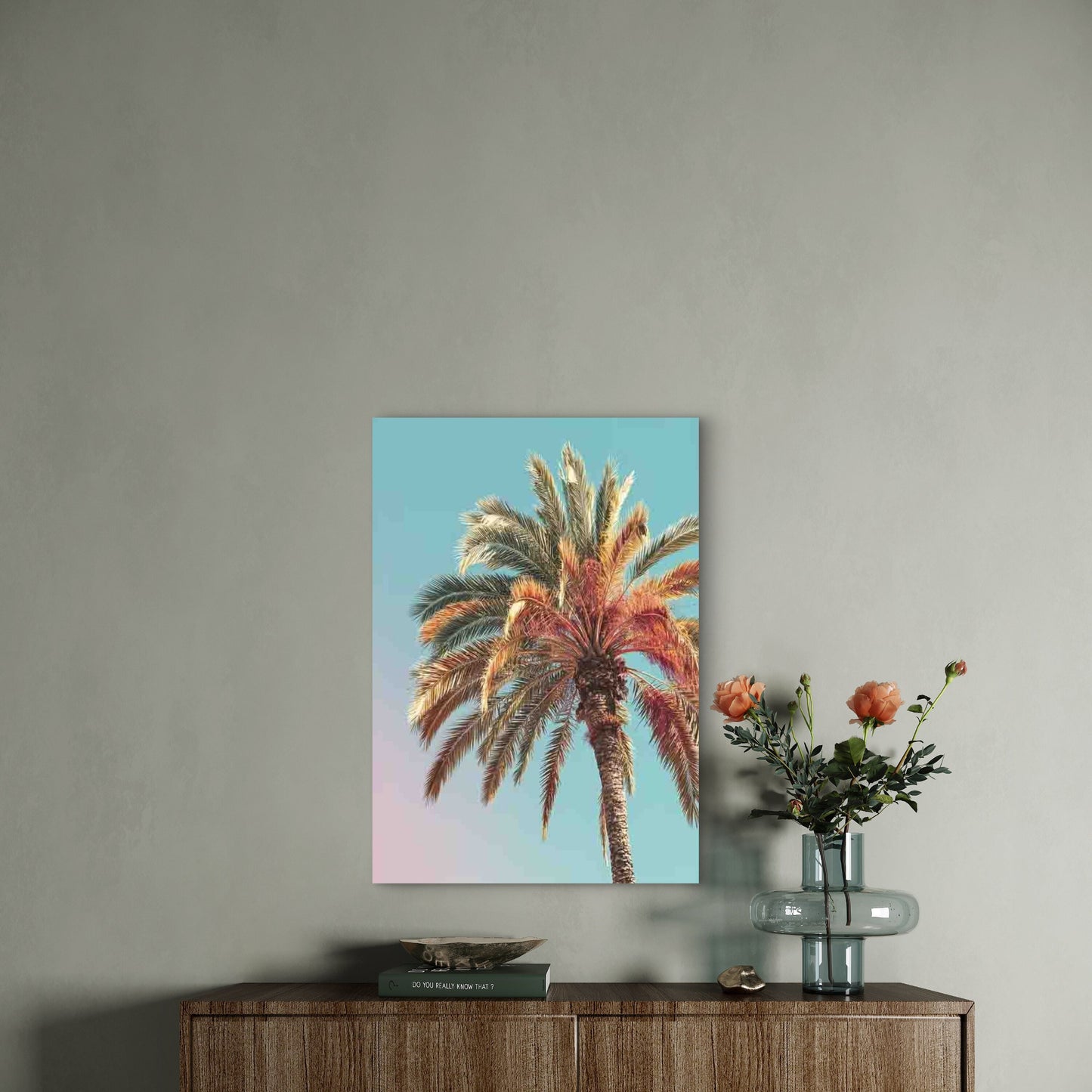 Pastel Tropical Palm Tree Metal Print Ready to Hang