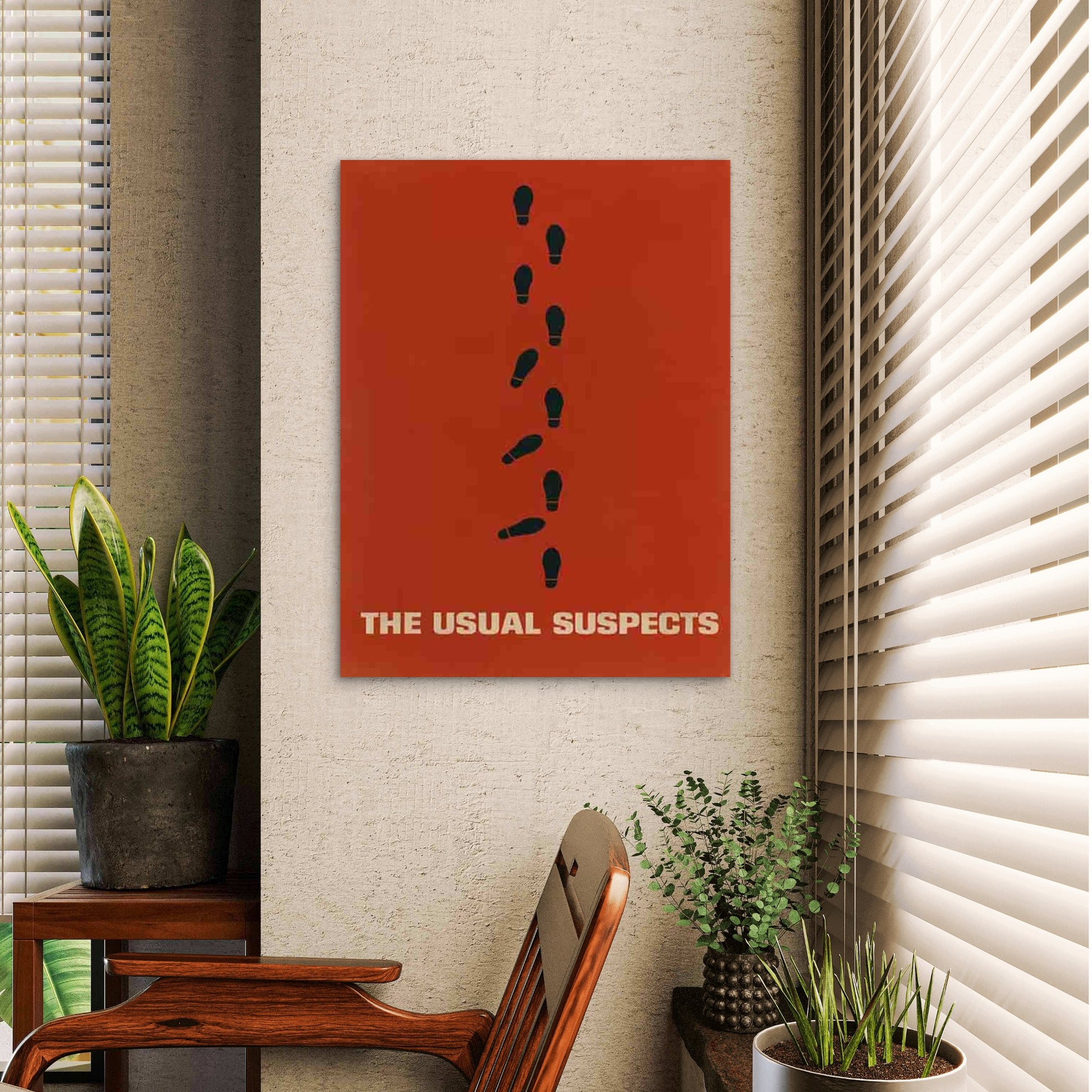 Artwork Featuring Red Footsteps 40x60cm Metal Print Ready to Hang - Bella Home Decor