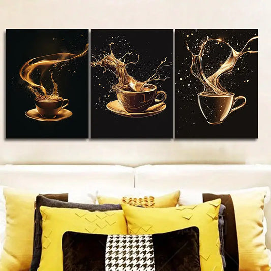 3pcs A Cup Of Coffee Metal Print Ready to Hang Art