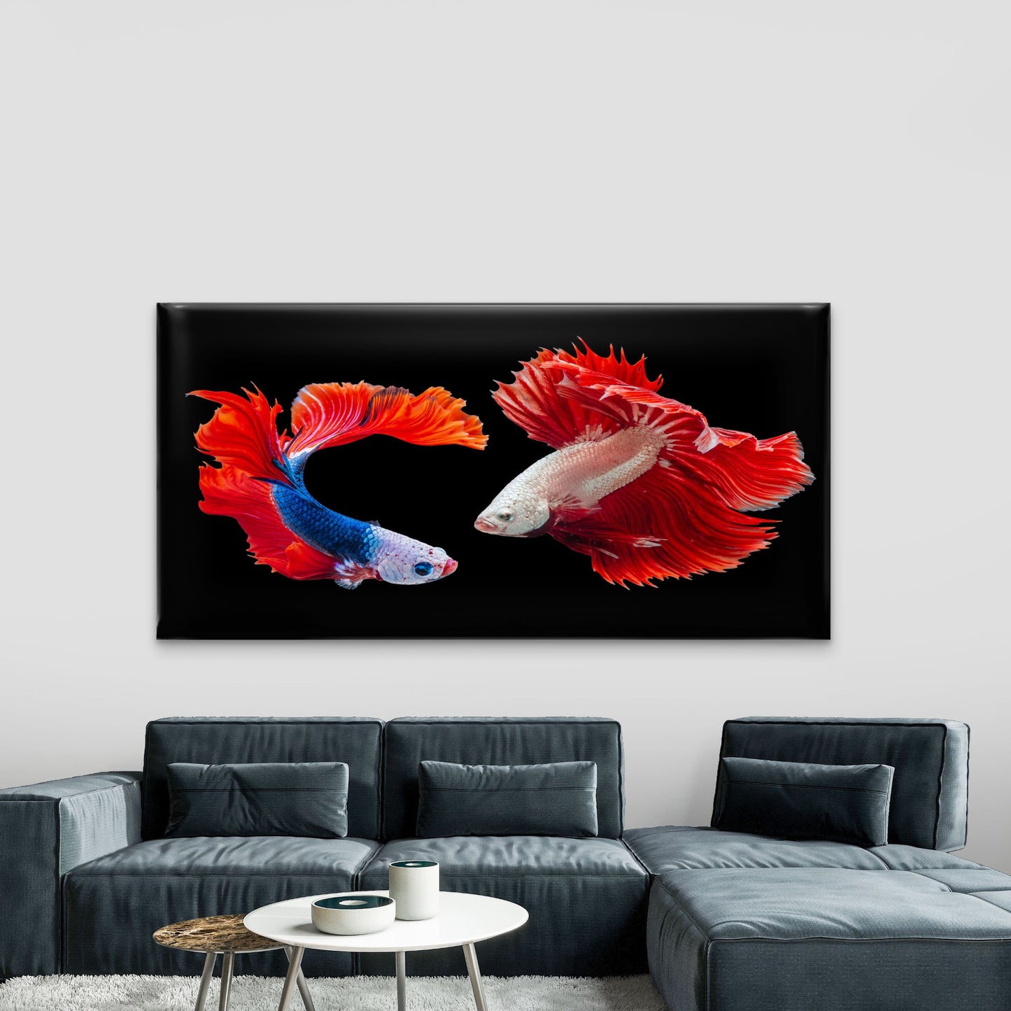 Beautiful Siamese Fighters Wall Art Canvas Office Home Room Framed 120x60cm