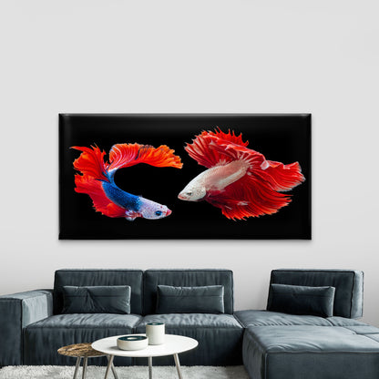 Beautiful Siamese Fighters Wall Art Canvas Office Home Room Framed 120x60cm