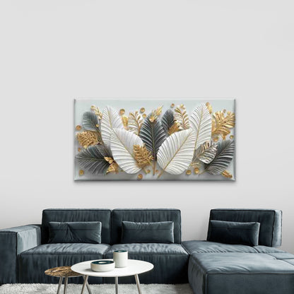Golden And Colorful Leaves Wall Art Canvas Office Home Room Framed 120x60cm - Bella Home Decor
