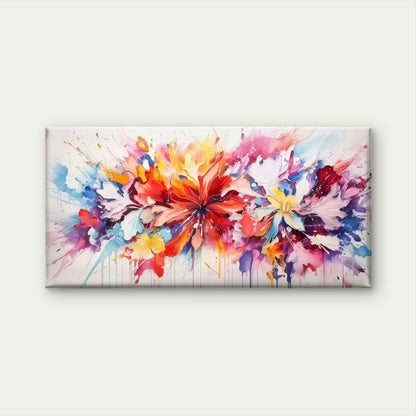 Vibrant Floral Art Splash Wall Art Canvas Office Home Room Framed 120x60cm