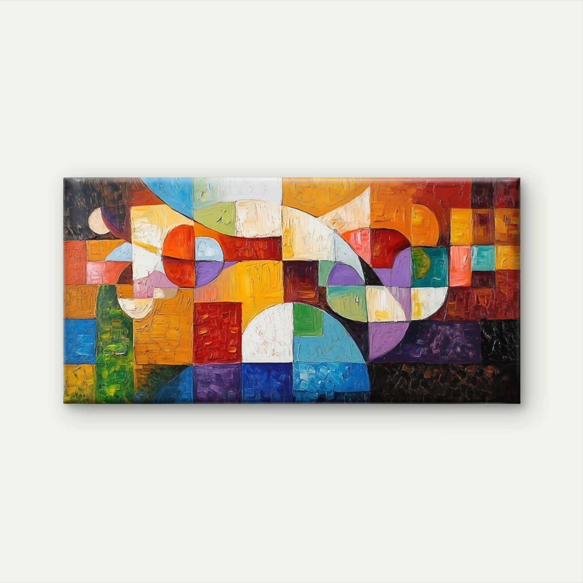 Abstract Colorful Blocks Wall Art Canvas Office Home Room Framed 120x60cm - Bella Home Decor