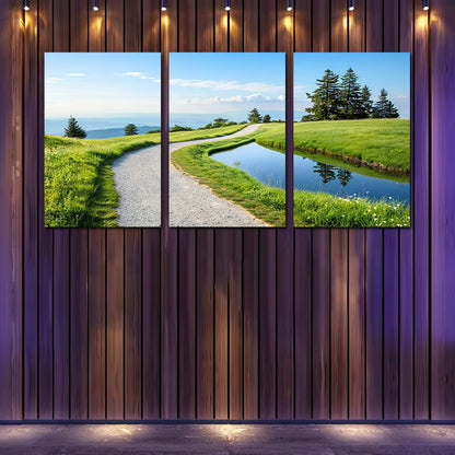 3pcs Paintings of Serene Countryside Roads Wall Art Set Canvas Framed 60x90cm - High Quality Print 100% Australian Made Wall Canvas Ready to Hang