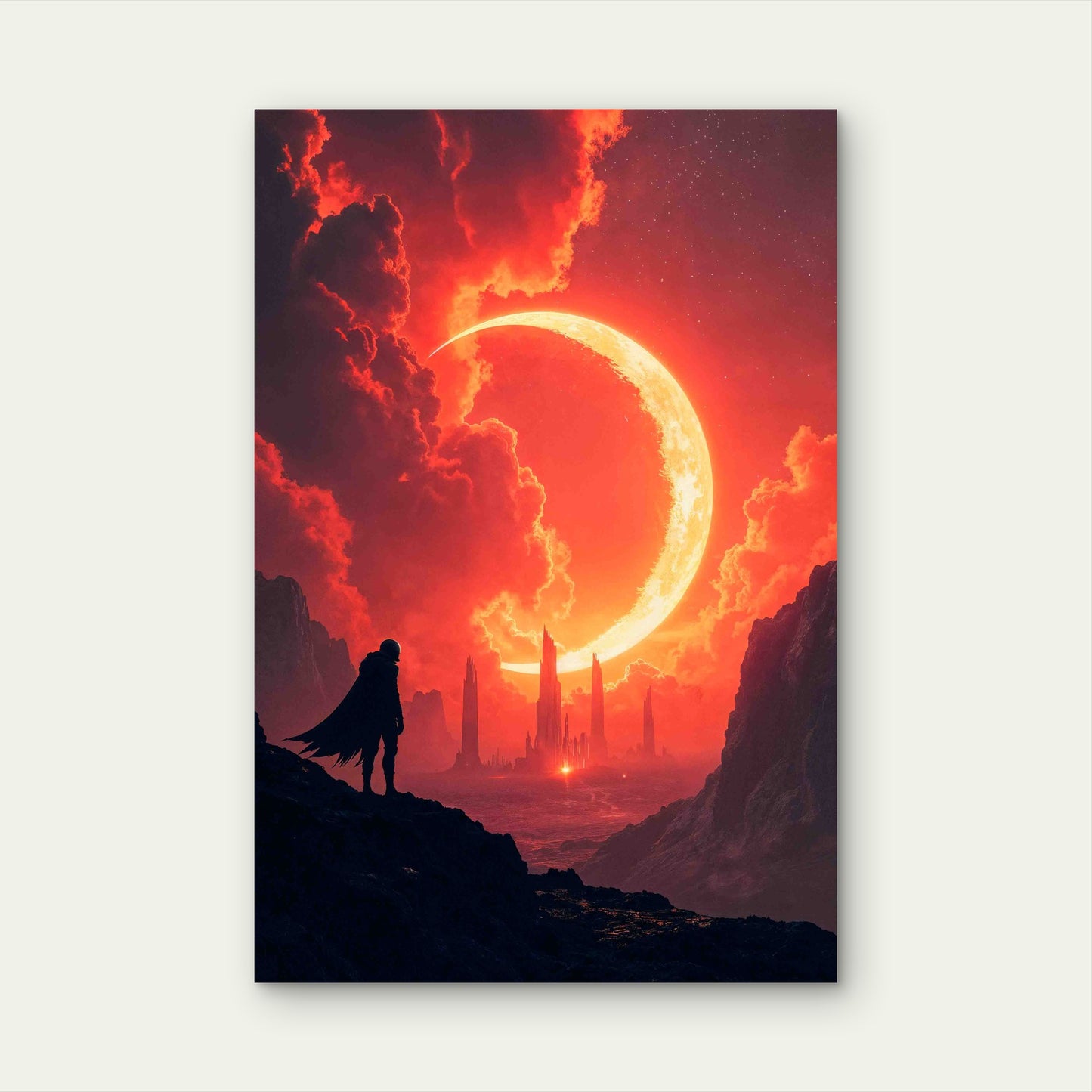 Solar Eclipse or a Blood Boon On An Alien Planet 60x90cm Metal Print Ready to Hang