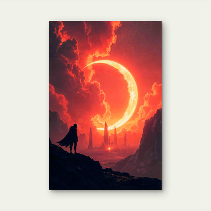 Solar Eclipse or a Blood Boon On An Alien Planet 60x90cm Metal Print Ready to Hang