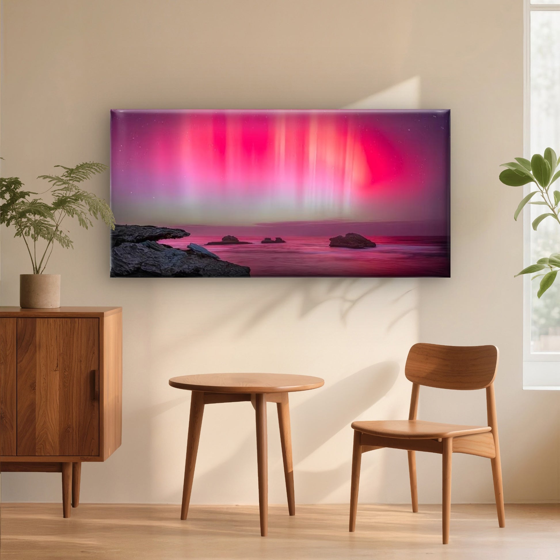 Aurora Borealis Landscape Wall Art Canvas Office Home Room Framed 120x60cm - Bella Home Decor