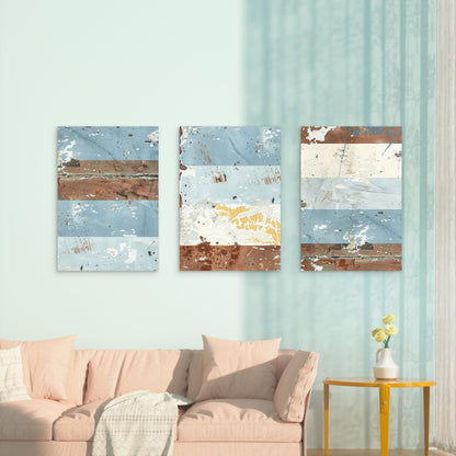 3pcs Rustic Distressed Wood Art Painting  Wall Art Set Canvas Framed 60x90cm - High Quality Print 100% Australian Made Wall Canvas Ready to Hang
