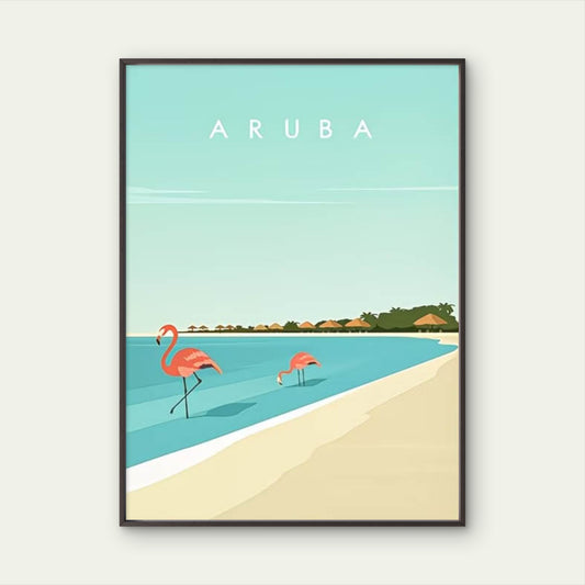Aruba Mural Caribbean Island Beach Travel Poster Print Wall Art