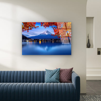 Mount Fuji Lake Kawaguchi Autumn Acrylic Glass Printing Wall Art Australian Made Quality