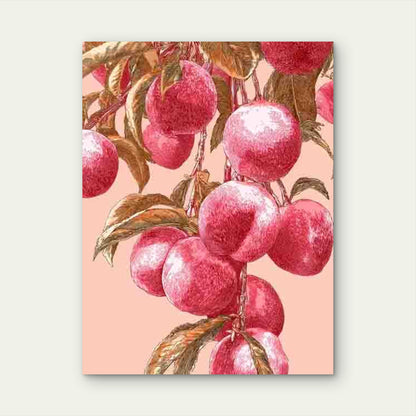 Peach Illustration,Botanical Artwork 60x90cm Metal Print Ready to Hang - Bella Home Decor