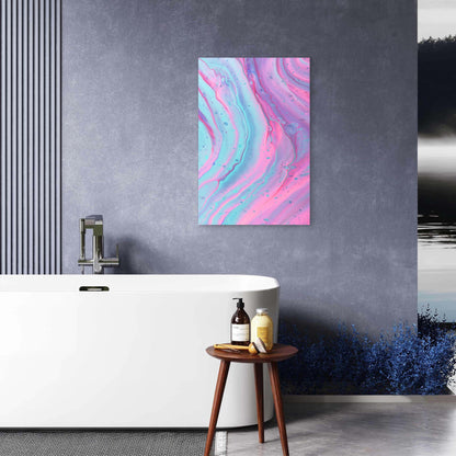 Pink And Blue Abstract Fluid Art 60x90cm Metal Print Ready to Hang