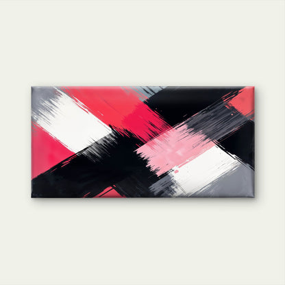 Bold Pink Black White Abstract Wall Art Canvas Office Home Room Framed 120x60cm - Bella Home Decor