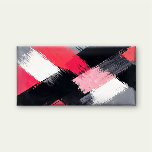Bold Pink Black White Abstract Wall Art Canvas Office Home Room Framed 120x60cm