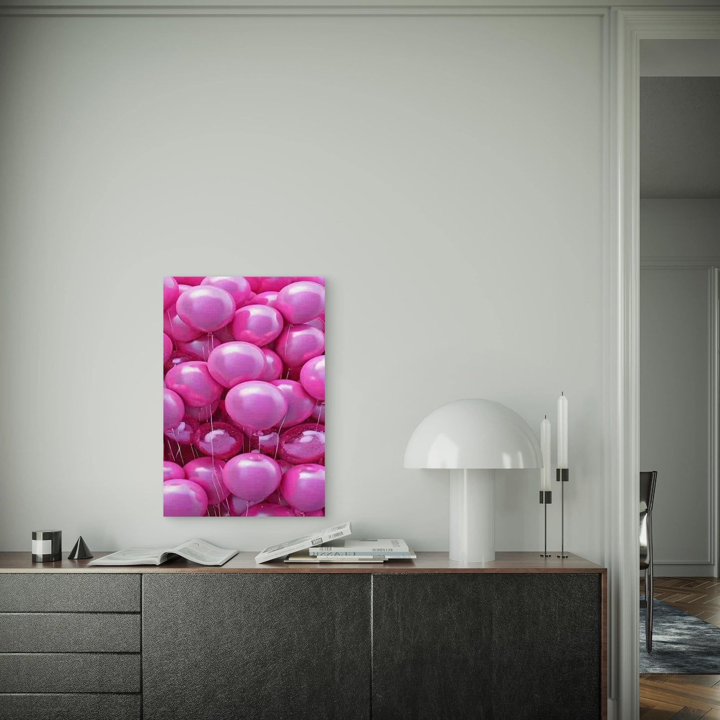 Bubblegum Pink Balloon Cluster 60x90cm Metal Print Ready to Hang