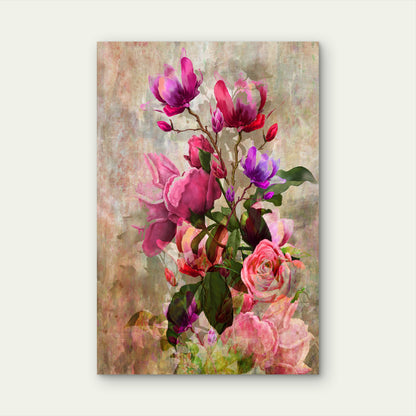 Abstract Art Colorful Flowers Painting 40x60cm Metal Print Ready to Hang